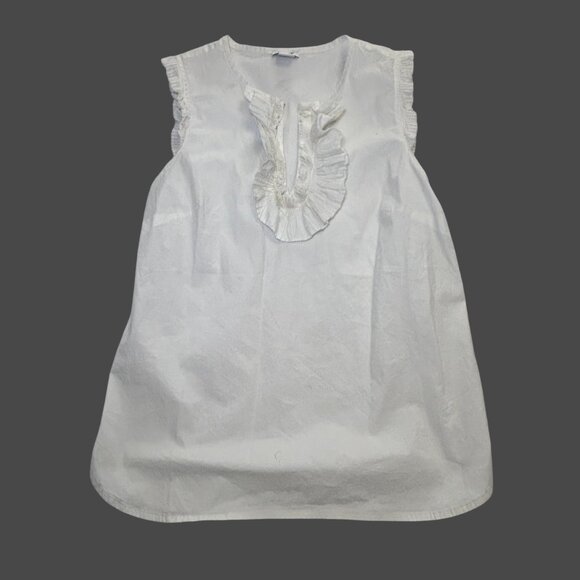 J.Crew Factory End-On-End Ruffle Front Shell in White - Size 0 - Picture 1 of 10